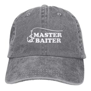 fishing master baiter hook lure unisex cowboy hat baseball hat trucker caps gray