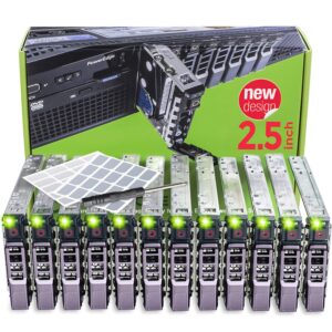 workdone 12-pack 2.5" drive caddy - g176j compatible for dell poweredge servers t440 t640 r430 t430 r630 t630 r730xd r830 r930 t620 r720 r820 - sled sticker labels - manual - additional tray screws