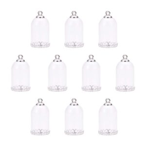 ph pandahall 20 sets 0.7 x 1.2 inch tube clear glass globe bottle hanging pendant wish bottles with silver alloy cap and bottoms for earring necklace pendant jewelry making