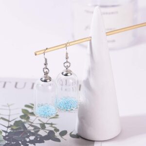 PH PandaHall 20 Sets 0.7 x 1.2 Inch Tube Clear Glass Globe Bottle Hanging Pendant Wish Bottles with Silver Alloy Cap and Bottoms for Earring Necklace Pendant Jewelry Making