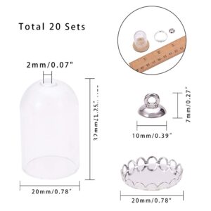 PH PandaHall 20 Sets 0.7 x 1.2 Inch Tube Clear Glass Globe Bottle Hanging Pendant Wish Bottles with Silver Alloy Cap and Bottoms for Earring Necklace Pendant Jewelry Making