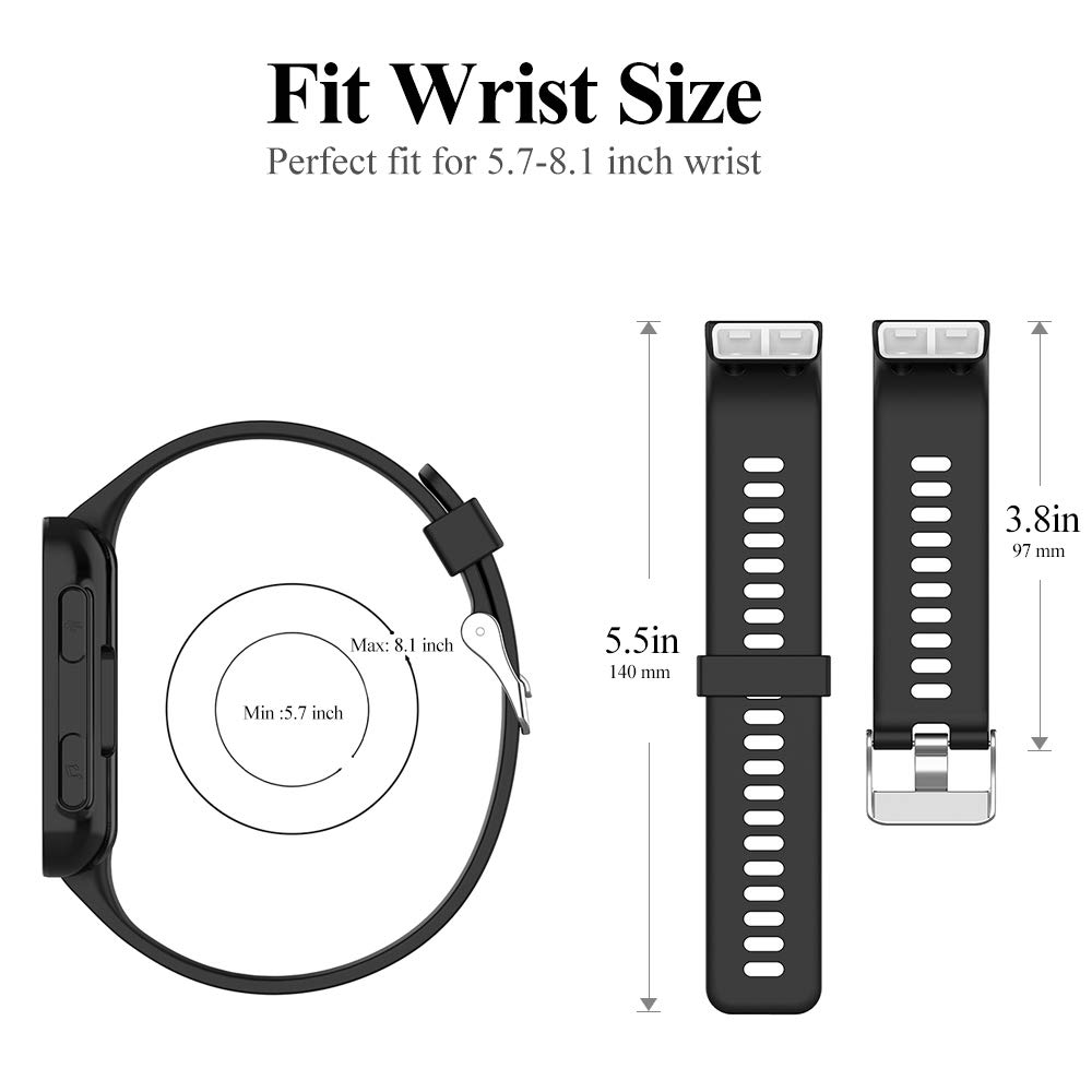 Meifox Compatible with Garmin Forerunner 35 Band,Solf Silicone Replacement Bands for Garmin Forerunner 35 Watch (Black1)