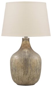 signature design by ashley mari contemporary 27.75" mercury glass table lamp, gray & gold