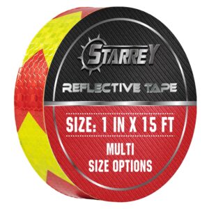 starrey reflective tape red & yellow 1 in x 15 ft waterproof self adhesive trailer safety caution reflector conspicuity tape for trucks cars