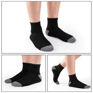 COOVAN 12 Pairs Mens Cushion Ankle Socks Men 12 Pack Low Cut Comfort Breathable Casual Quarter Socks