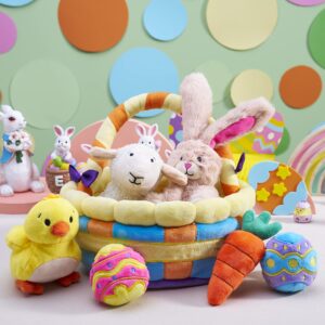 JOYIN 7 Pcs Easter Basket Plushies playset Easter Basket Stuffers Toys for Easter Party Favors Plush Easter Basket for Kids of All Ages