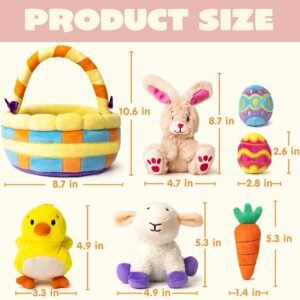 JOYIN 7 Pcs Easter Basket Plushies playset Easter Basket Stuffers Toys for Easter Party Favors Plush Easter Basket for Kids of All Ages