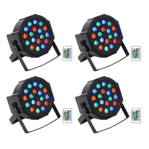 (4) Rockville Battery PAR 50 Rechargeable LED DMX DJ Club Wash Up-Lights+Remote