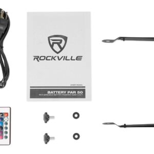 (4) Rockville Battery PAR 50 Rechargeable LED DMX DJ Club Wash Up-Lights+Remote