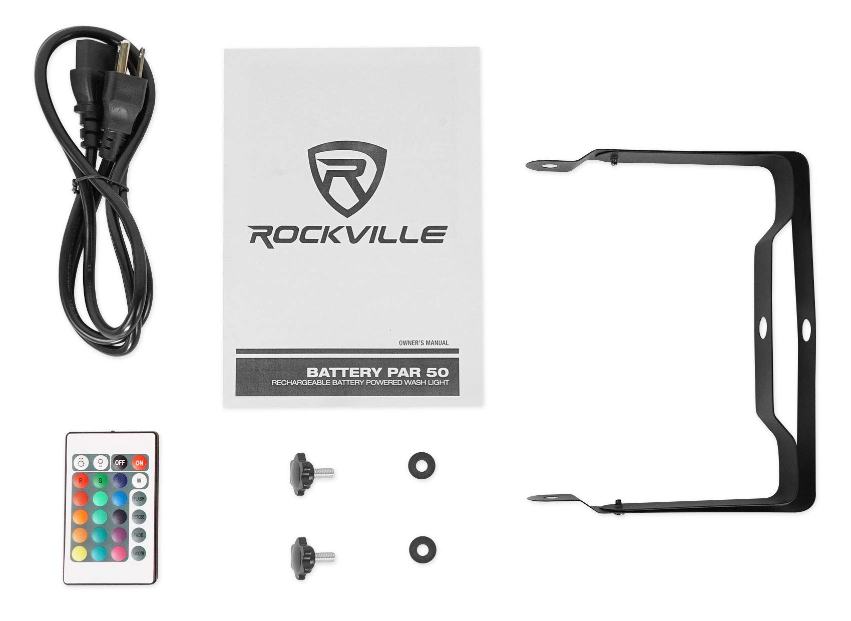 (4) Rockville Battery PAR 50 Rechargeable LED DMX DJ Club Wash Up-Lights+Remote