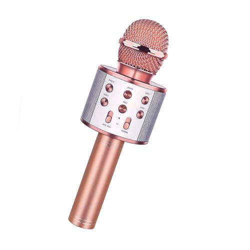 Wireless Bluetooth Karaoke Microphone,3 in 1 Portable Handheld Karaoke Mic Speaker Machine,Karaoke Machine for Kids,Home Party Singing Microphone,Birthday Party,Best Gifts for Kids (Rose Gold)