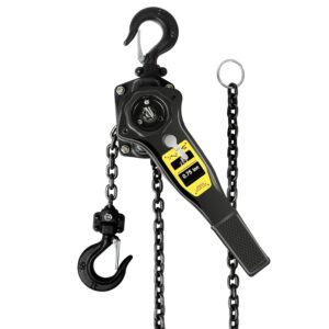 manual lever hoist come along 3/4 ton 1650 lbs capacity 10ft lift 2 heavy duty hooks commercial grade steel for lifting pulling construction building garages warehouse automotive machinery