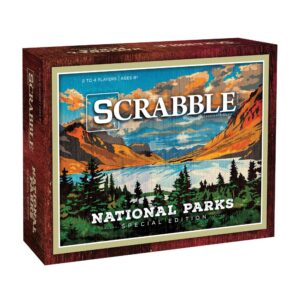 usaopoly scrabble: national parks | ages 8+ | 2-4 players | 1 set, brown