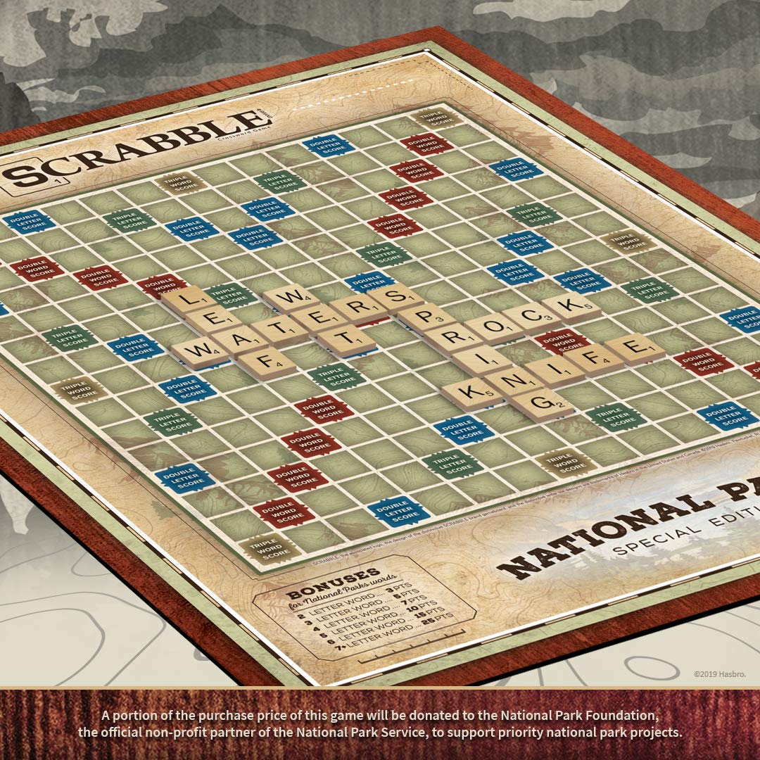 USAopoly Scrabble: National Parks | Ages 8+ | 2-4 Players | 1 Set, Brown
