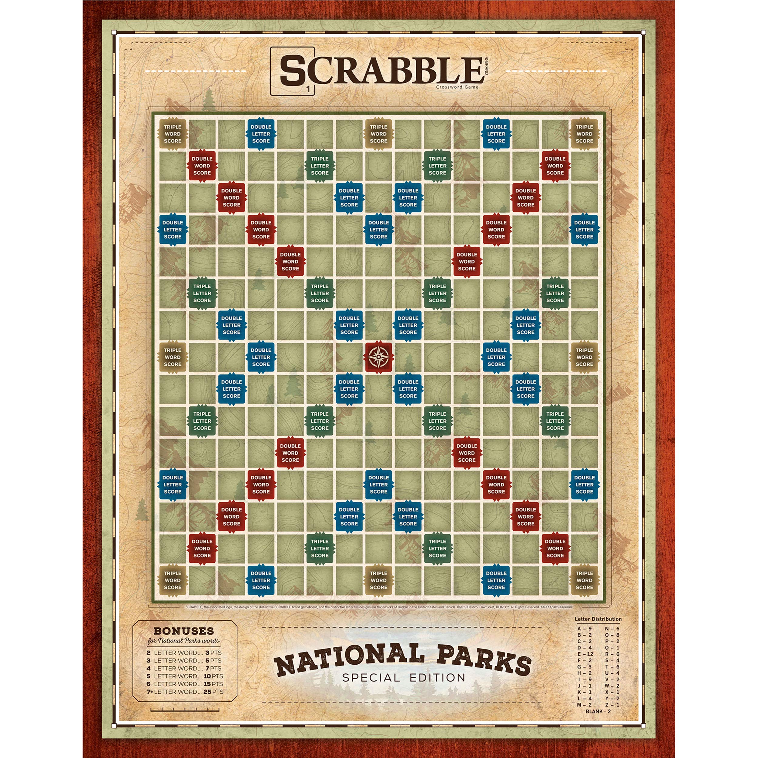 USAopoly Scrabble: National Parks | Ages 8+ | 2-4 Players | 1 Set, Brown