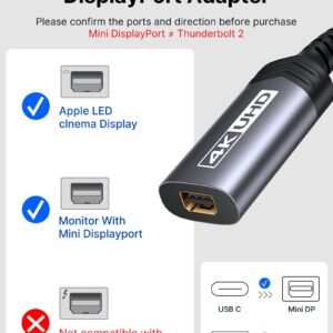 JSAUX USB Type C to Mini DisplayPort Adapter 4K@60Hz, C to Mini Display Port Dongle Cable, Compatible with MacBook Pro 2019 2018, Dell XPS, Samsung Galaxy S21 S20 Plus-Grey