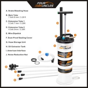 FOUR UNCLES 6.5L Oil Extractor - Pneumatic/Manual Vacumm Fluid Extractor with Pump Tank Remover & 4 Tubes and A Brake Bleeding Hose