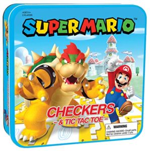 usaopoly super mario checkers & tic-tac-toe collector's game set for 2 players | featuring mario & bowser | collectible checkers and tictactoe perfect for mario fans, model number: cm005-637-002001-06