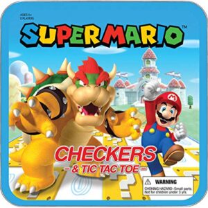 USAOPOLY Super Mario Checkers & Tic-Tac-Toe Collector's Game Set for 2 players | Featuring Mario & Bowser | Collectible Checkers and TicTacToe Perfect for Mario Fans, Model Number: CM005-637-002001-06