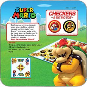 USAOPOLY Super Mario Checkers & Tic-Tac-Toe Collector's Game Set for 2 players | Featuring Mario & Bowser | Collectible Checkers and TicTacToe Perfect for Mario Fans, Model Number: CM005-637-002001-06