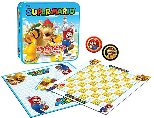 USAOPOLY Super Mario Checkers & Tic-Tac-Toe Collector's Game Set for 2 players | Featuring Mario & Bowser | Collectible Checkers and TicTacToe Perfect for Mario Fans, Model Number: CM005-637-002001-06