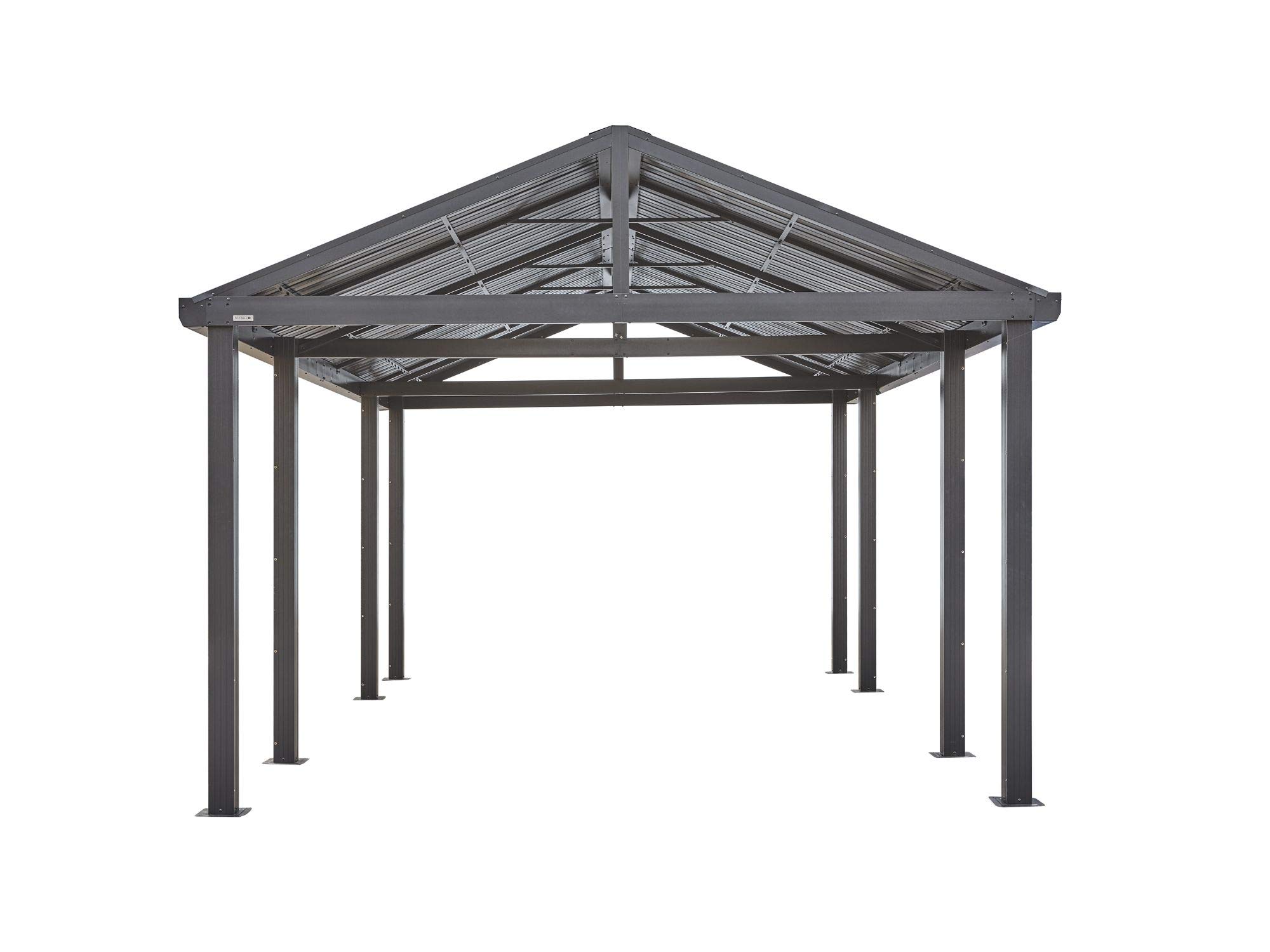 Sojag 20' x 12' Samara Carport with Aluminum Frame and 10' High Galvanized Steel Roof for Easy Drive Through Access