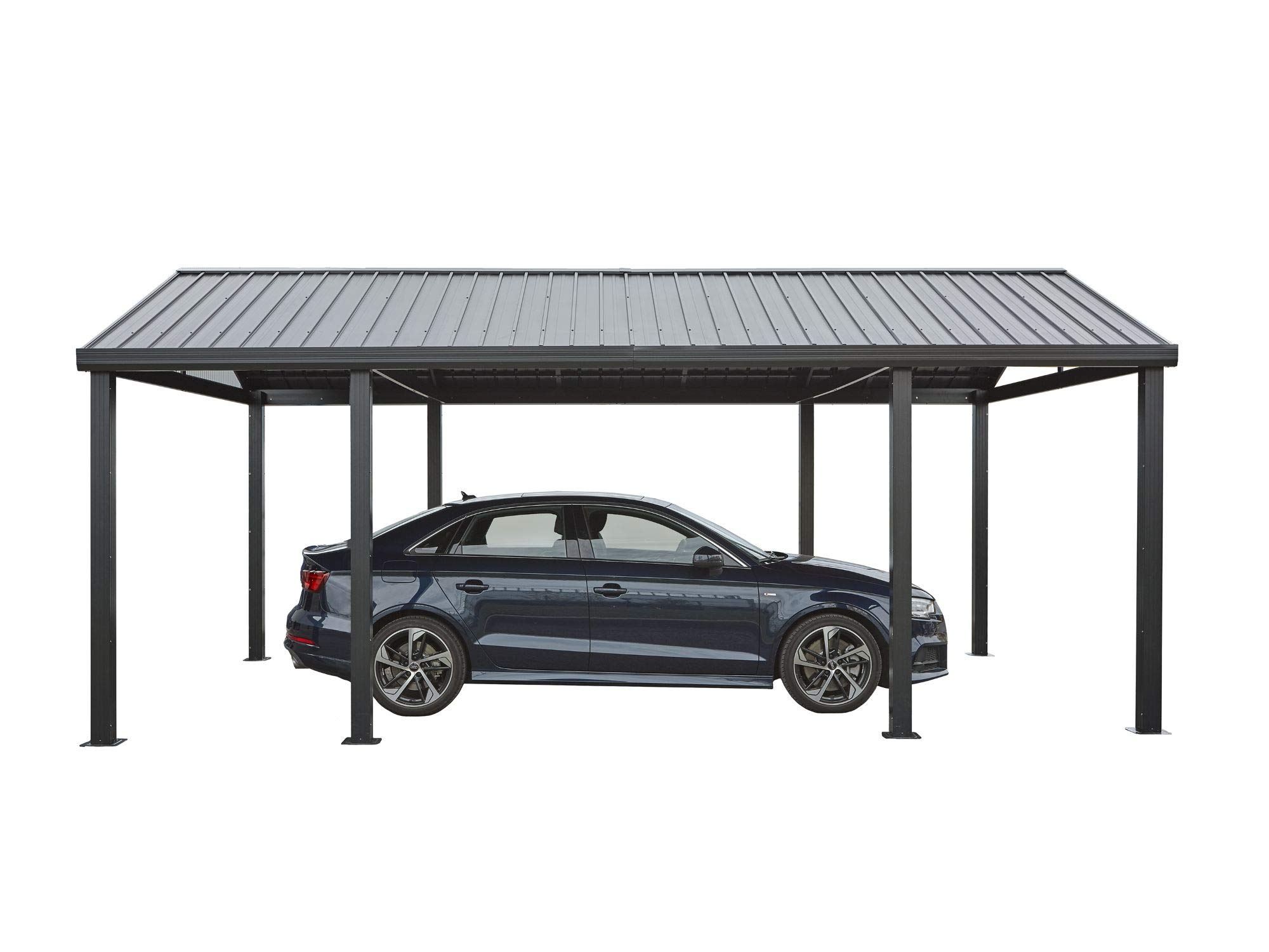Sojag 20' x 12' Samara Carport with Aluminum Frame and 10' High Galvanized Steel Roof for Easy Drive Through Access