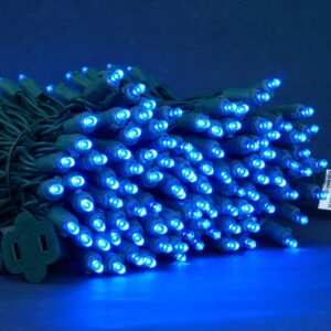 SWEET SHINE 200 Count Blue Wide Angle LED Christmas Lights, 66 ft Green Wire UL Certified Commercial Grade 5mm Holiday String Light Set (Blue)