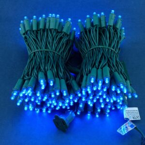 SWEET SHINE 200 Count Blue Wide Angle LED Christmas Lights, 66 ft Green Wire UL Certified Commercial Grade 5mm Holiday String Light Set (Blue)