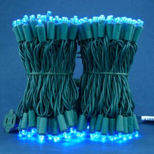 SWEET SHINE 200 Count Blue Wide Angle LED Christmas Lights, 66 ft Green Wire UL Certified Commercial Grade 5mm Holiday String Light Set (Blue)