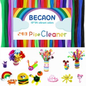 240 Pcs Pipe Cleaners - 24 Colors Value Pack Creativity Craft Chenille Stems for DIY Art and Crafts Creative Projects and Decorations for Kids and Toddlers