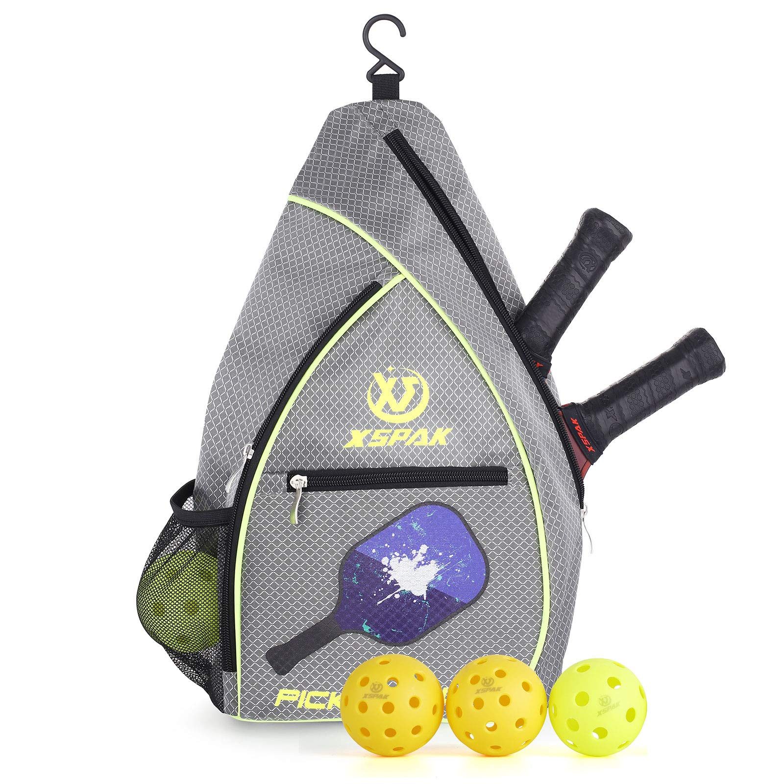 XS XSPAK Pickleball Paddles Set of 2 with Bag, Premium Graphite Craft Pickleball Paddles Set Including Backpack,1 Indoor Balls and 1 Outdoor Balls,Lightweight Pickleball Rackets,Polymer Honeycomb Core