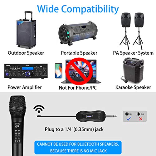 K28 Rechargeable Wireless Microphone Karaoke Cordless Microphone with Volume & Echo Control and Receiver, UHF Handheld Dynamic Microphone for Singing Karaoke Speech, Black