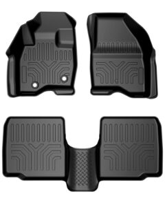 issyauto floor mats compatible with explorer 2015-2019, all weather guard floor mat floor liners, tpe rubber mats 1st & 2nd row seat, black