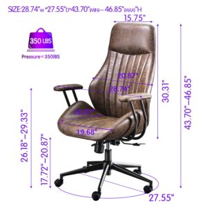 ovios Ergonomic Office Chair,Modern Computer Desk Chair,high Back Suede Fabric Desk Chair with Lumbar Support for Executive or Home Office (Dark Coffee)