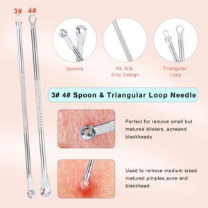 7PCS Blackhead Remover, Blackheads Extraction Removal Tool, Blemish Acne Pimple Extractor, Stainless Steel Removing Kit, Nose Face Clean Tools by OMDEAL