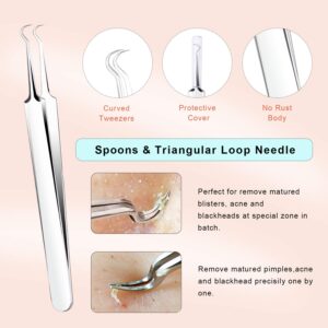 7PCS Blackhead Remover, Blackheads Extraction Removal Tool, Blemish Acne Pimple Extractor, Stainless Steel Removing Kit, Nose Face Clean Tools by OMDEAL