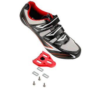 venzo bicycle men's road cycling riding shoes - 3 straps - compatible with look delta & for shimano spd-sl - perfect for road racing bikes - black - 10.5 us men