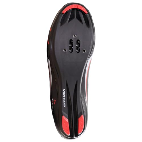 Venzo Bicycle Men's Road Cycling Riding Shoes - 3 Straps - Compatible with Look Delta & for Shimano SPD-SL - Perfect for Road Racing Bikes - Black - 7.5 US Men