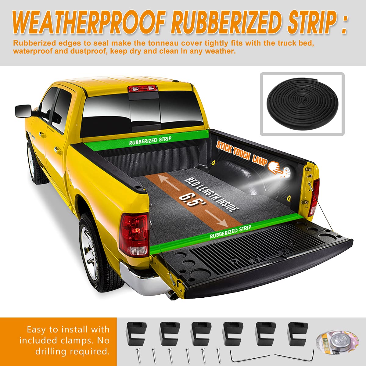 Vinyl Soft Roll-up Truck Bed Tonneau Cover Compatible with 97-04 Ford F150/Heritage 6.5Ft Fleetside Bed