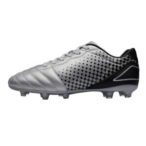 DREAM PAIRS Mens Superflight-1 Firm Ground Soccer Cleats Soccer Shoes, Silver/Black - 7 (Cleats)