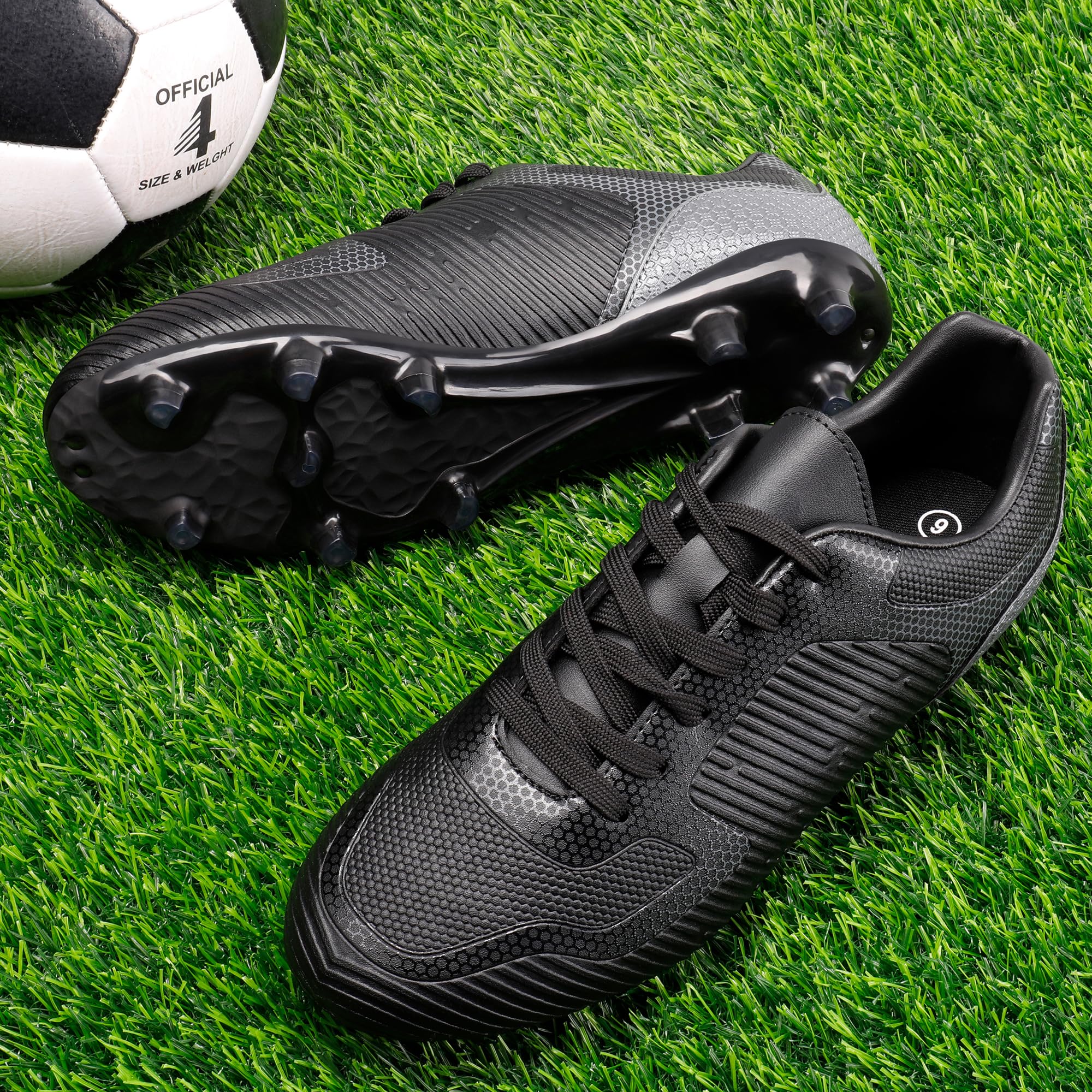 Dream Pairs Mens Firm Ground Soccer Cleats Soccer Shoes, Black/Grey - 7 (Superflight-2)