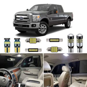 autogine 11 piece white interior led lights kit for 2008-2020 ford f250 f350 super duty super bright 6000k interior led light bulbs package + install tool