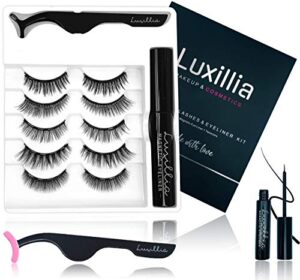 luxillia magnetic eyelashes with eyeliner, most natural looking magnetic lashes kit with applicator, best 8d, 3d look, reusable fake eye lash, no glue, strongest waterproof liquid liner