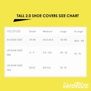 veloToze Tall Shoe Cover 2.0 - Covers Road Cycling Shoes - Water-Proof, Windproof Overshoes for Bike Rides in Spring, Fall, Winter Rainy, Cold Weather - Bright Colors Make Road Biking Trips Safer