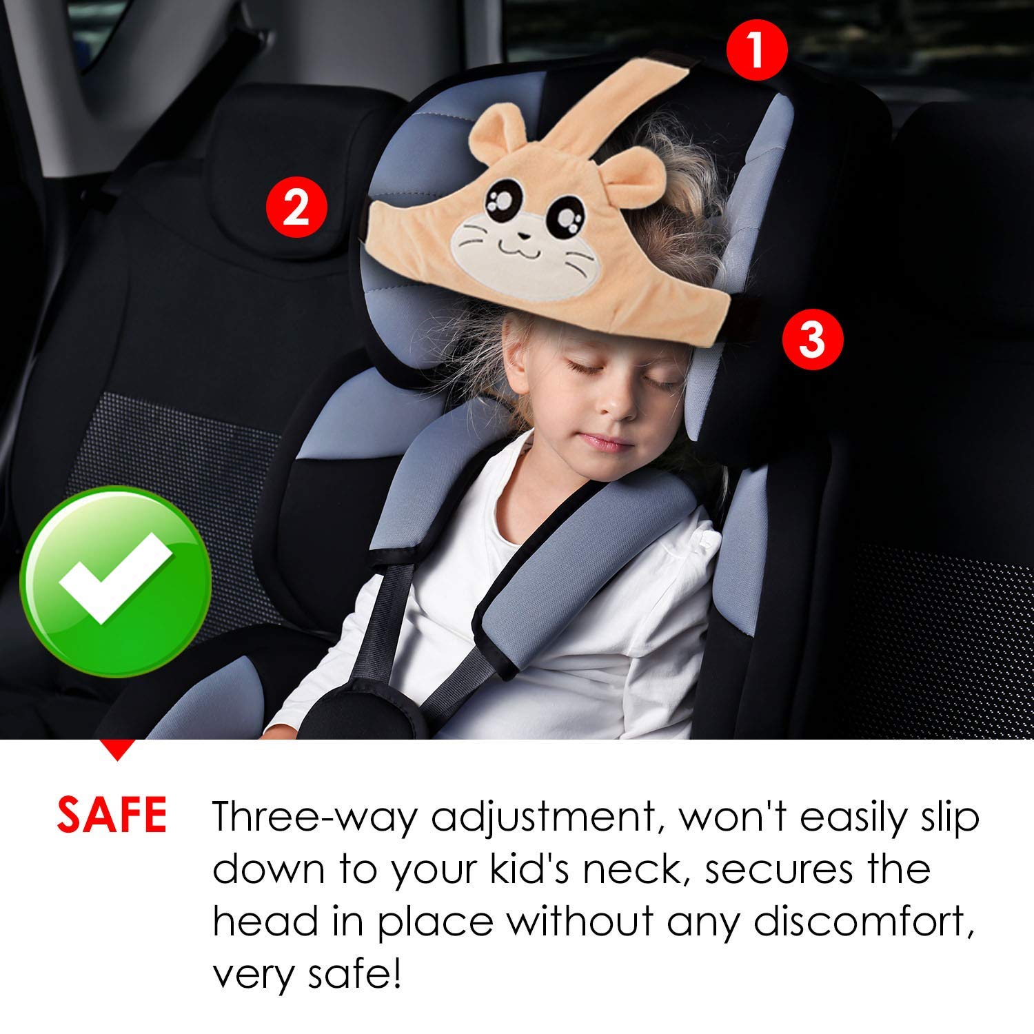 Car Seat Head Support Toddler Head Strap for Car Seat Baby Head Protector Stroller Car Seat Sleeping Headrest for Toddler Child Children Kids Infant