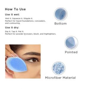 Microfiber Velvet Makeup Sponge, Latex-Free, Dual Layer Technology, Flawless Makeup Blender for Foundations, Powders and Creams, Tear Drop Cosmetic Tool (1PcsBlue)