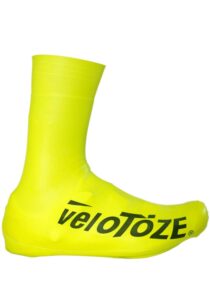 velotoze tall shoe cover 2.0 - covers road cycling shoes - water-proof, windproof overshoes for bike rides in spring, fall, winter rainy, cold weather - bright colors make road biking trips safer
