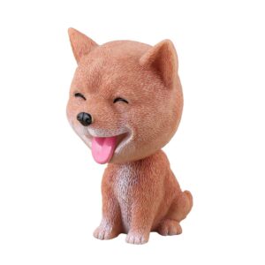 Amosfun Dashboard Nodding Heads Bobble Head Shiba Inu Dog Car Dash Puppy Simulation for Car Vehicle Cake Decoration Decor Home Decorative