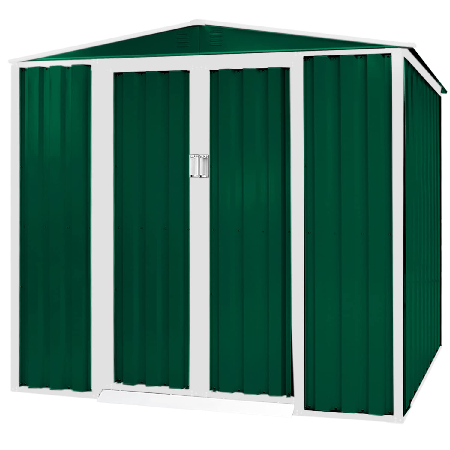 Oakmont Outdoor 4' × 6' Storage Shed Walk-in Garden Tool House with Double Sliding Doors, Yard Lawn (Green)